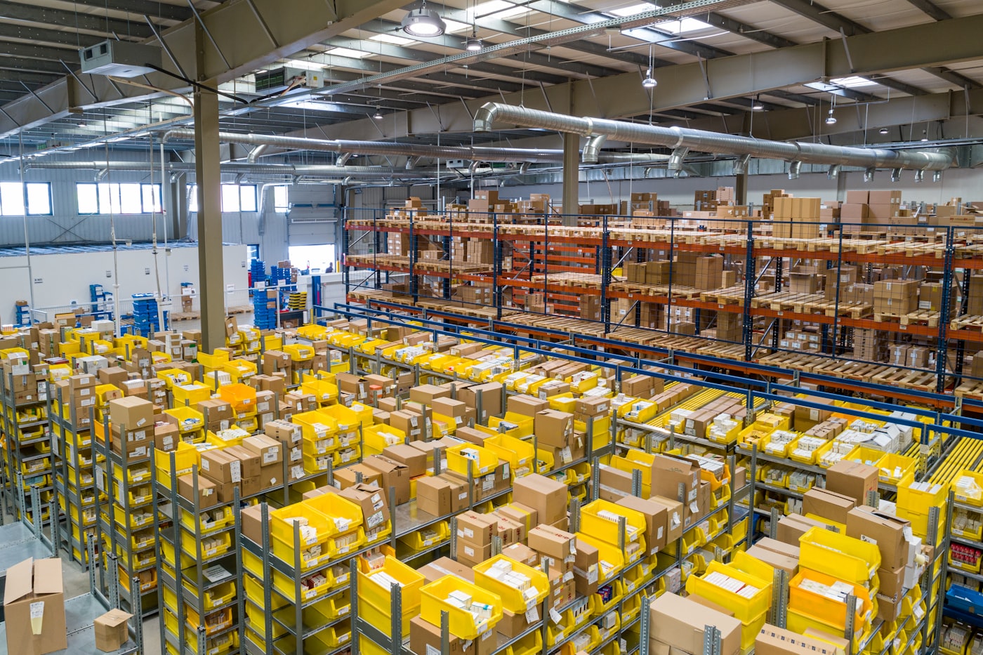 Distribution warehouse floor with inventory